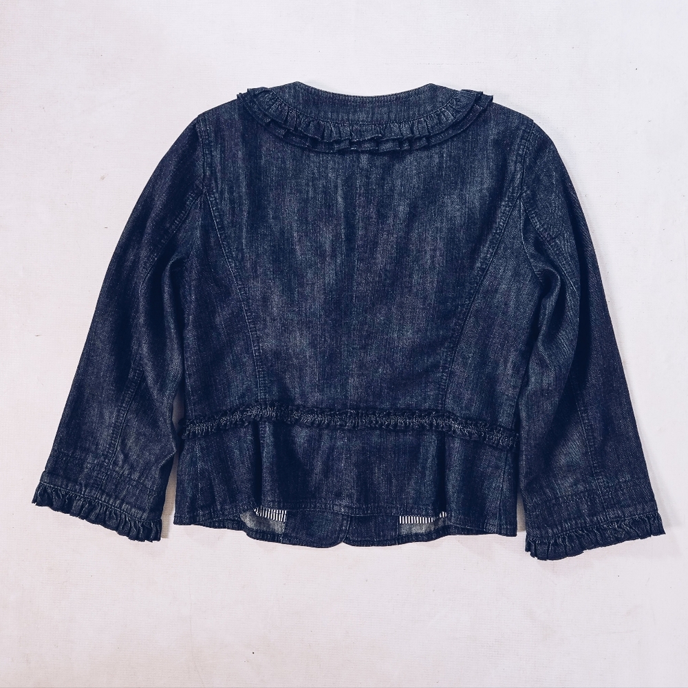 LOFT Denim Ruffle Jacket - Picture 3 of 9